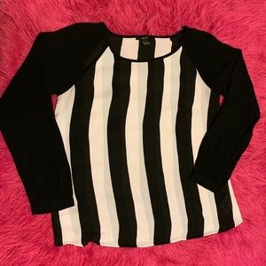 Black and white striped blouse